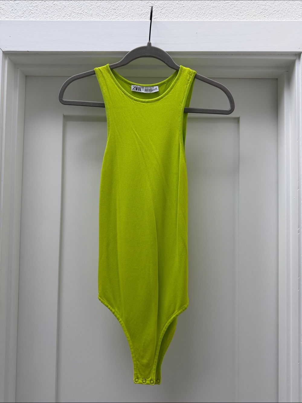 ZARA Neon Lime Tank-Style One-Piece Bodysuit